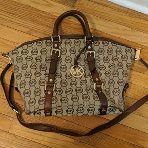 MICHAEL Michael Kors Brown MK Logo Satchel